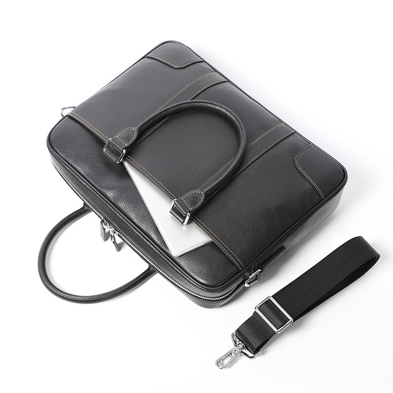 Men's Leather Horizontal First Layer Cowhide Computer Men's Briefcases