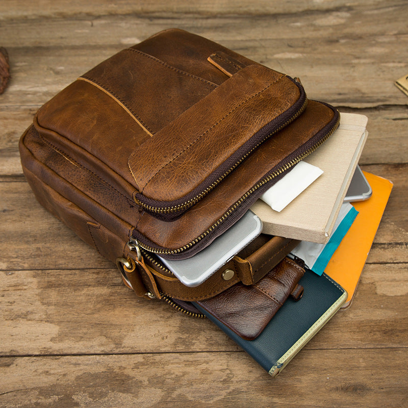 Men's Layer Crazy Horse Skin Cowhide Retro Bags