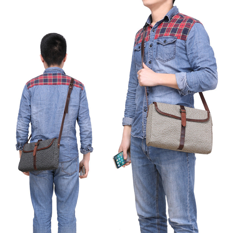 Women's & Men's & Canvas Horizontal Vintage Pepper Salt Men's Messenger Bags
