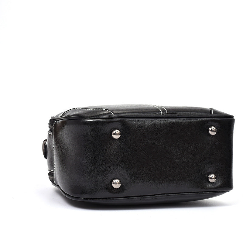 Women's Korean Style Versatile Cowhide Broadband Leather Bags
