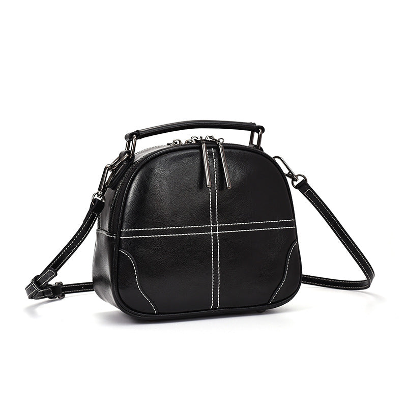 Women's Korean Style Versatile Cowhide Broadband Leather Bags