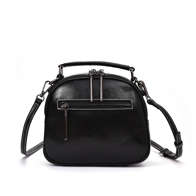 Women's Korean Style Versatile Cowhide Broadband Leather Bags