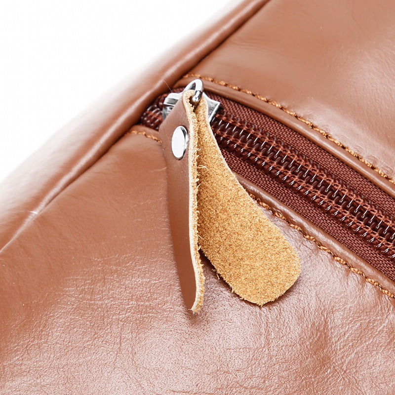 Men's Korean Style First Layer Cowhide Deer Men's Chest Bags