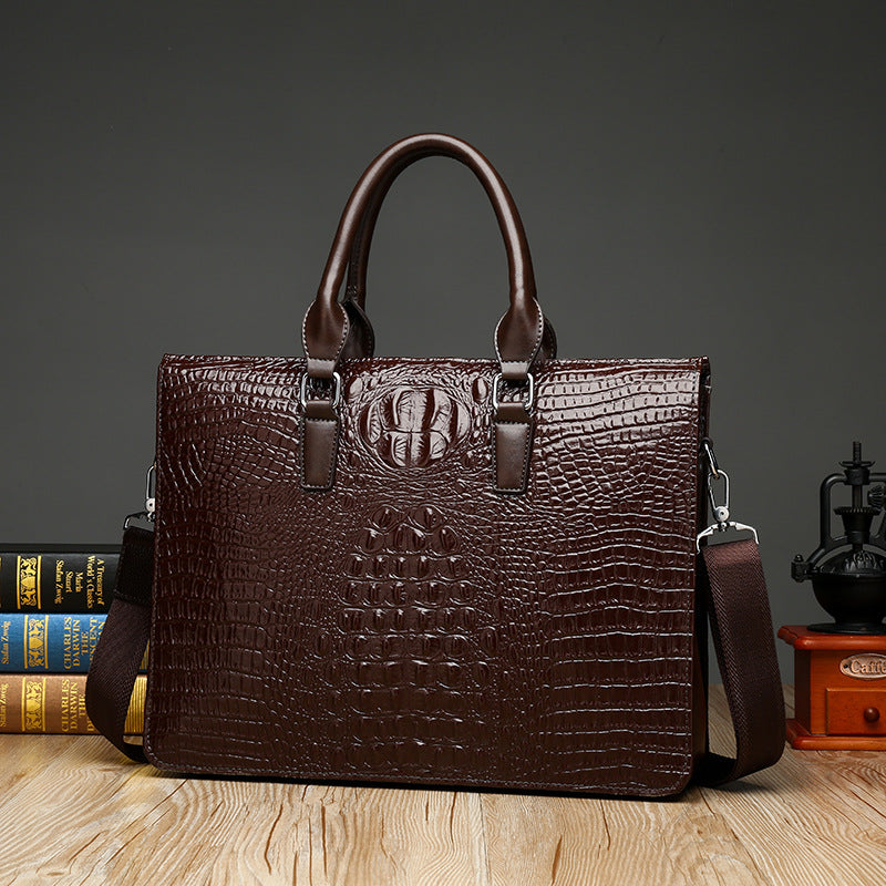 Men's Crocodile Pattern Horizontal Business Fashion One Men's Briefcases