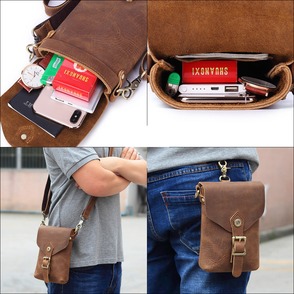 Men's Leather Energy Mobile First Layer Cowhide Men's Messenger Bags