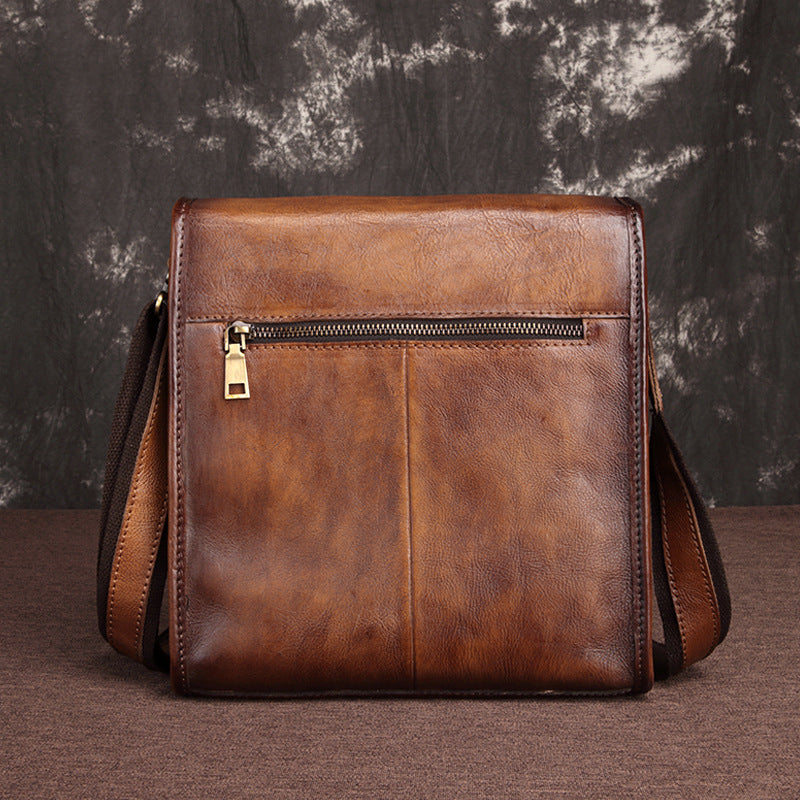Men's Innovative Retro Vegetable Tanned Leather Handbags