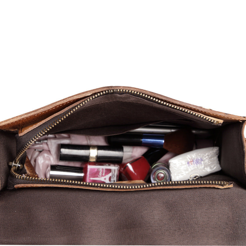 Men's Innovative Retro Vegetable Tanned Leather Handbags