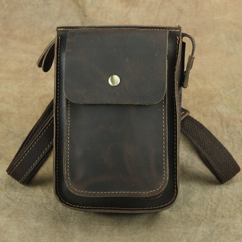 Men's Retro Crazy Horse Leather Genuine Wear Shoulder Bags