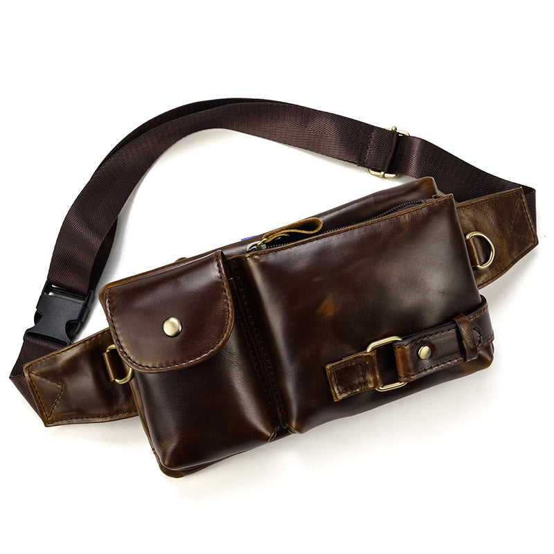 Versatile Men's Comfortable Leather Vintage Cowhide Men's Chest Bags