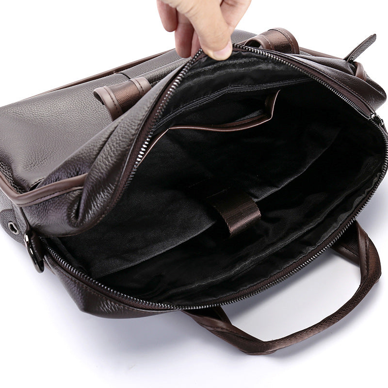 Men's Message Horizontal First Layer Litchi Pattern Men's Briefcases