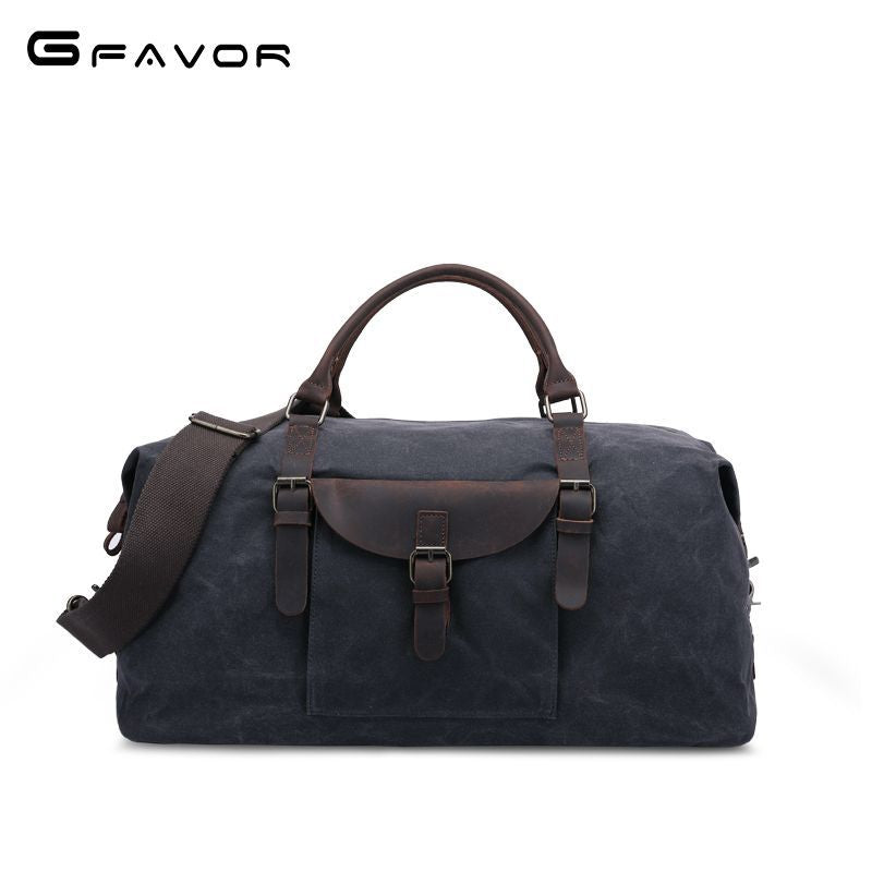 Men's Portable Large Capacity Oil Wax Canvas Crazy Horse Luggage