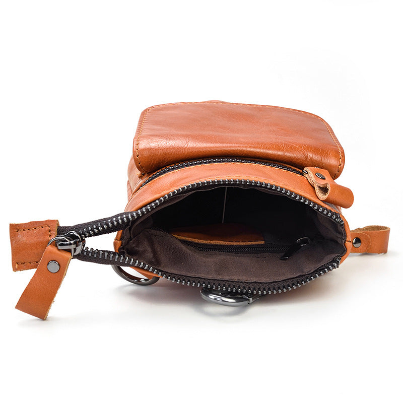 Men's Crazy Horse Across First Layer Cowhide Men's Waist Packs