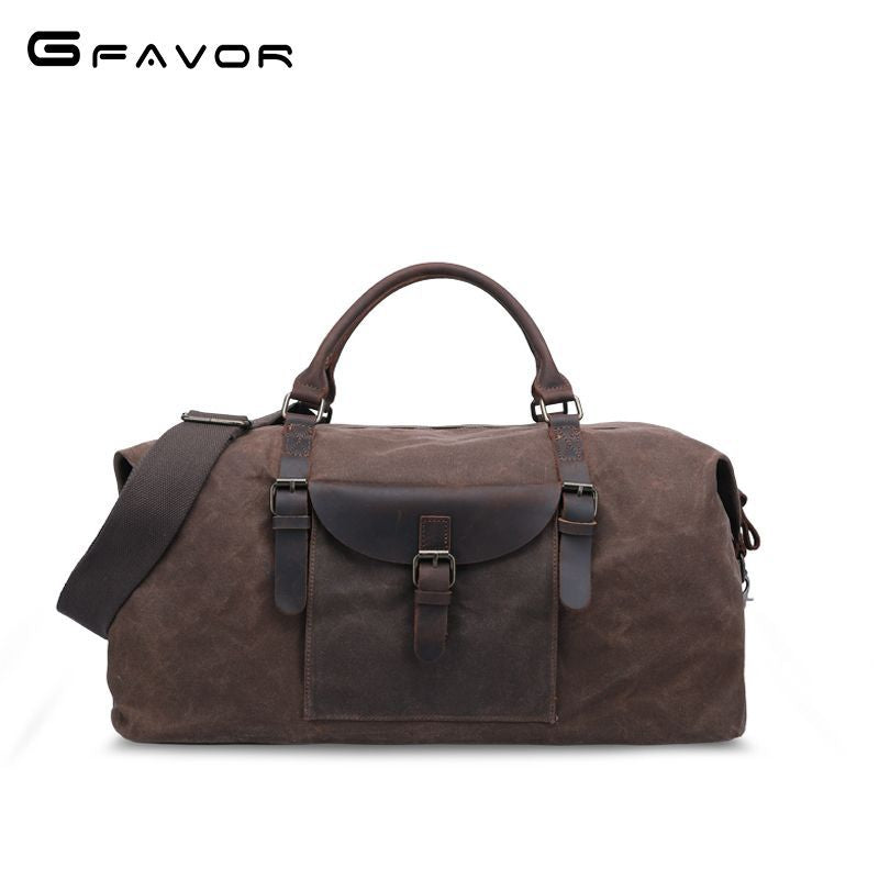 Men's Portable Large Capacity Oil Wax Canvas Crazy Horse Luggage