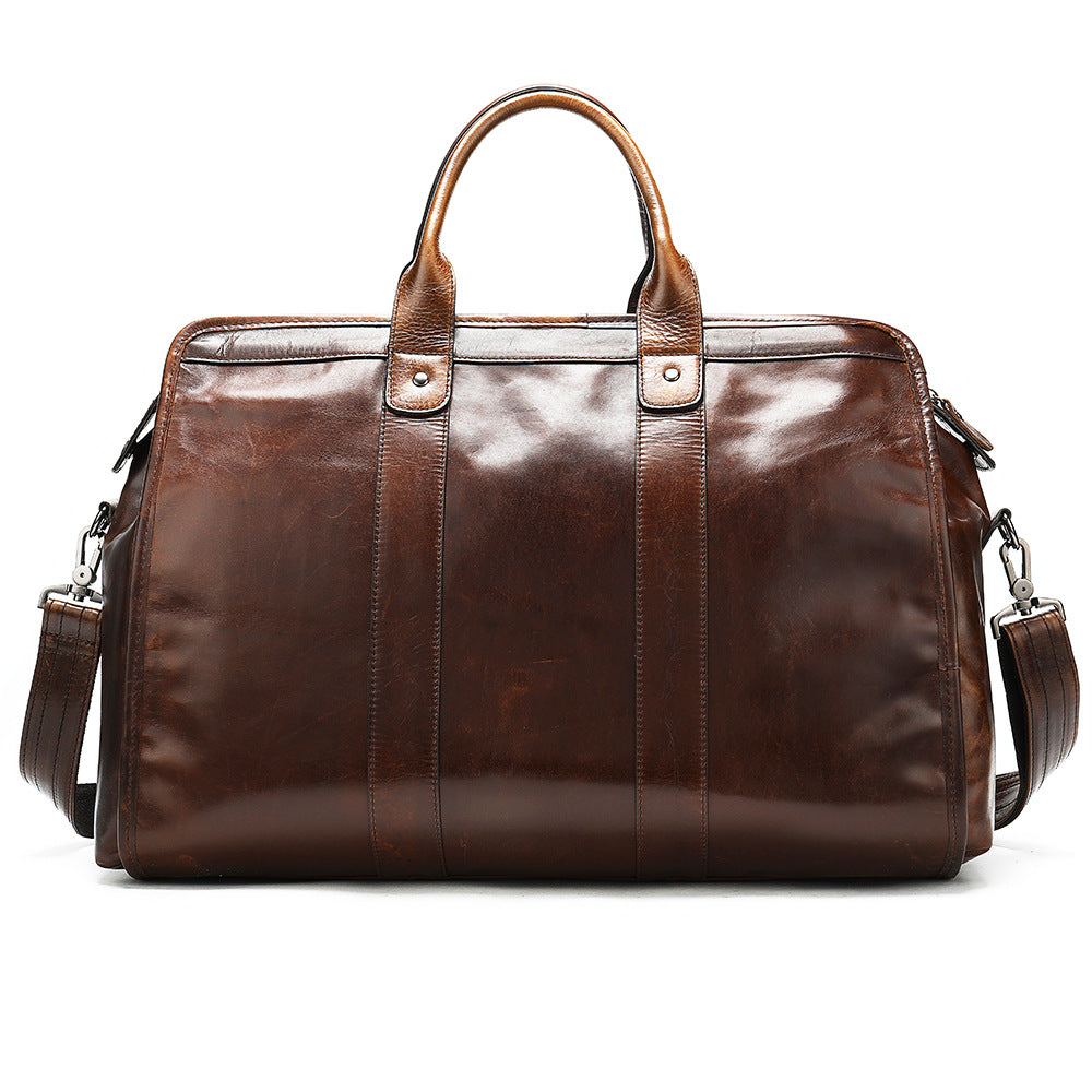 Men's Layer Cowhide Business Trip Large Capacity Travel Bags