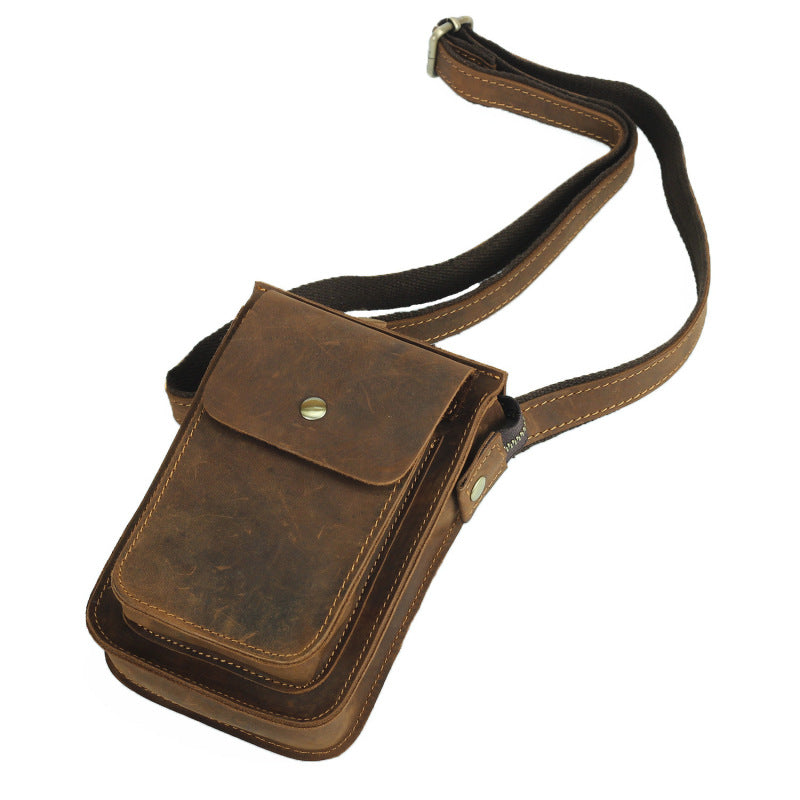 Men's Retro Crazy Horse Leather Genuine Wear Shoulder Bags
