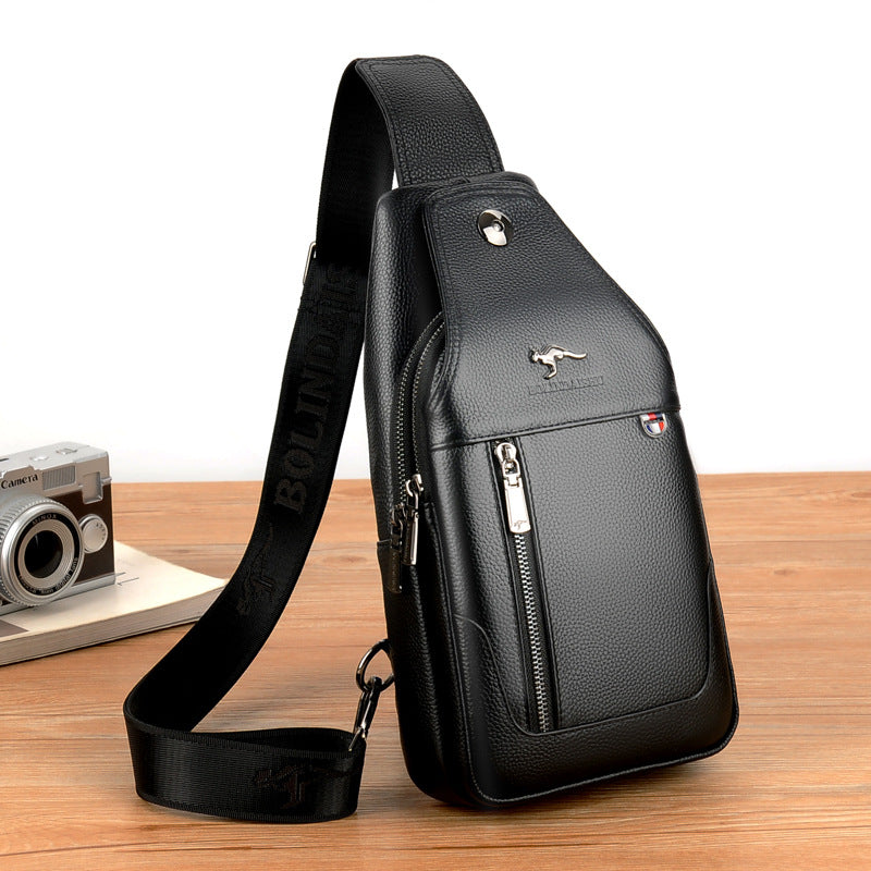 Men's Charming Trendy Cowhide Leather Foreskin Men's Chest Bags