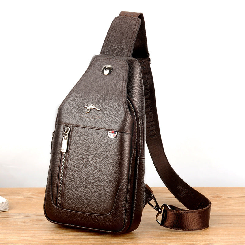 Men's Charming Trendy Cowhide Leather Foreskin Men's Chest Bags