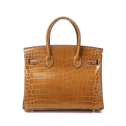 Women's Fashion Crocodile Pattern Genuine Leather Cow Handbags