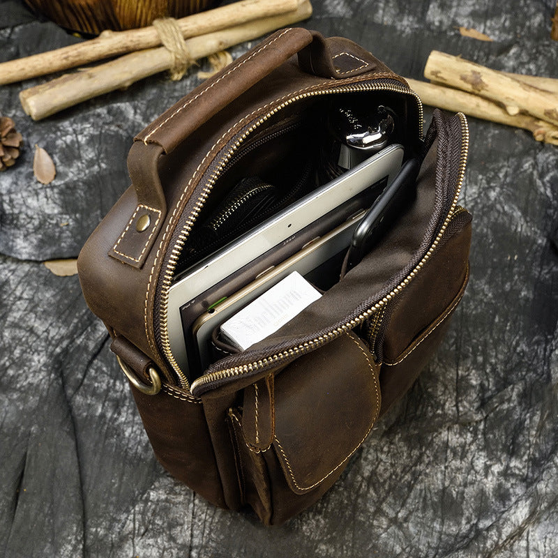 Men's Leather Crazy Horse Outing First Layer Men's Shoulder Bags