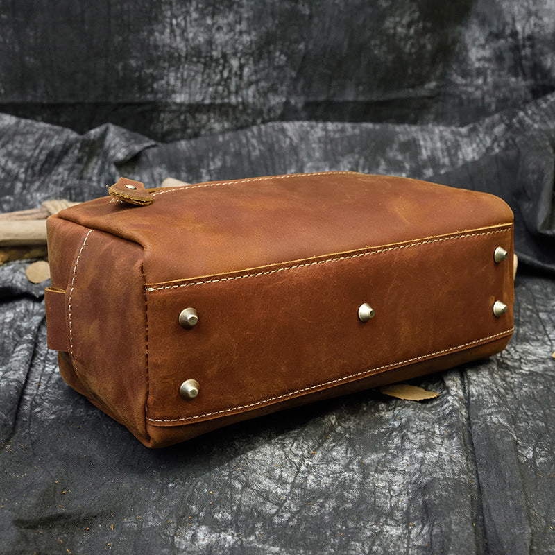 Women's & Men's & Plaid Crazy Horse Leather Wash Men's Handbags