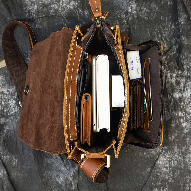 Men's Leather Crazy Horse Vintage First Layer Men's Shoulder Bags