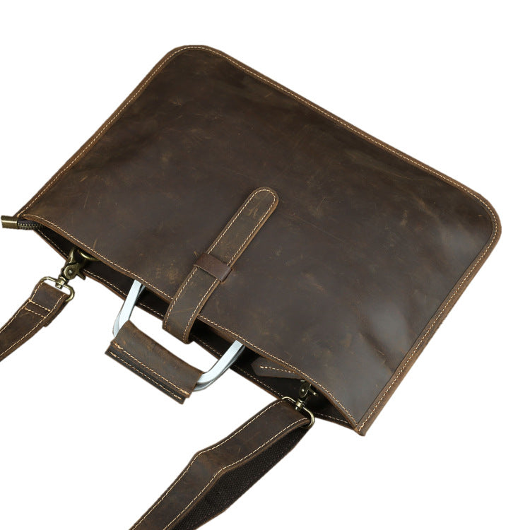 Men's Classic First Layer Cowhide Portable Leather Retro Men's Handbags