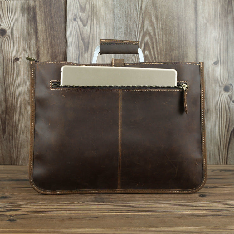 Men's Classic First Layer Cowhide Portable Leather Retro Men's Handbags