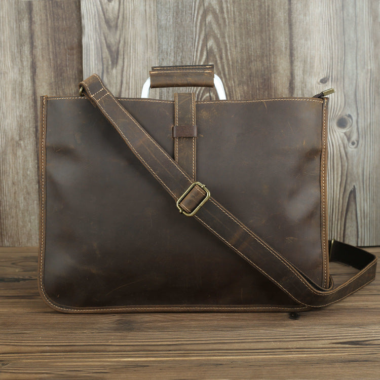 Men's Classic First Layer Cowhide Portable Leather Retro Men's Handbags
