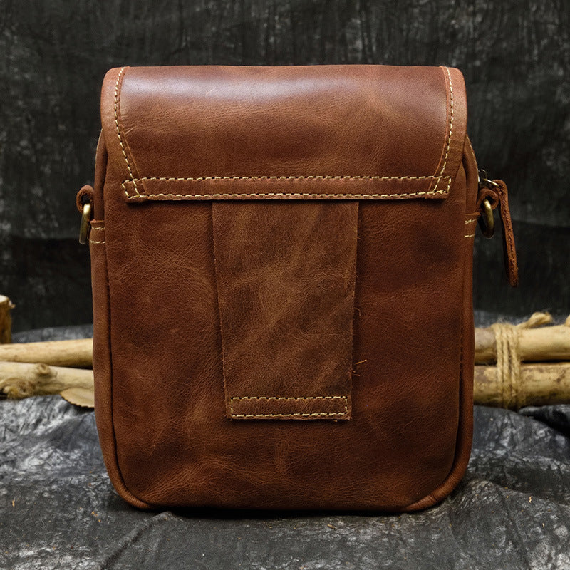 Men's Retro Crazy Horse Leather Brown Men's Shoulder Bags
