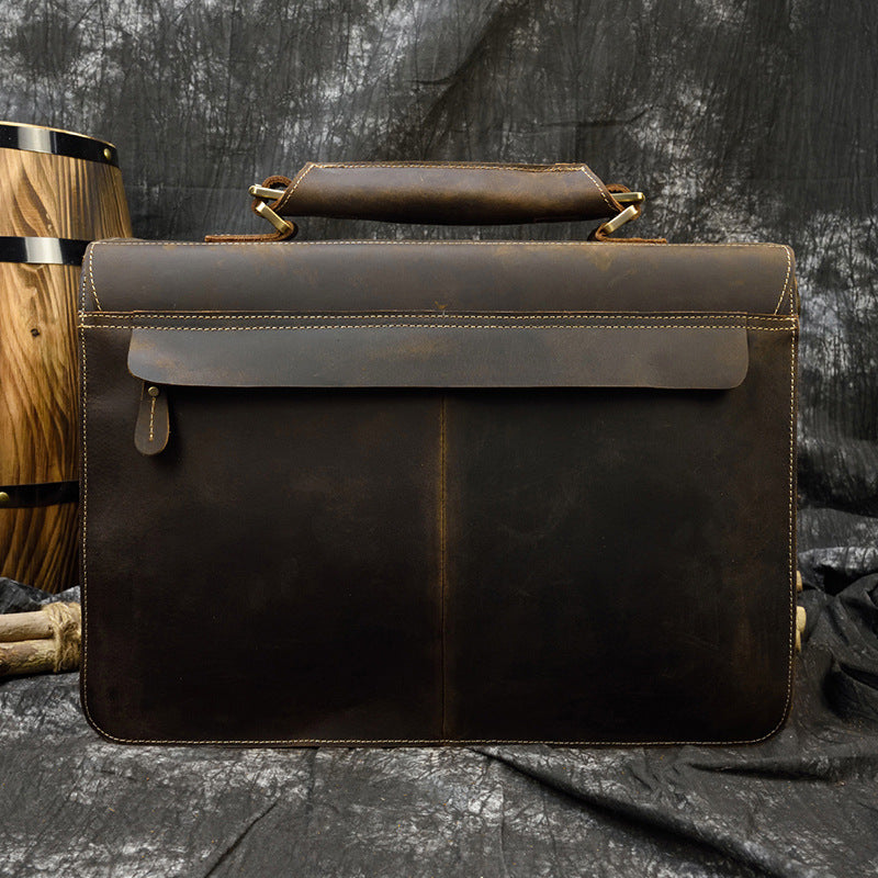 Men's Retro Crazy Horse Leather Double Compartment Men's Shoulder Bags