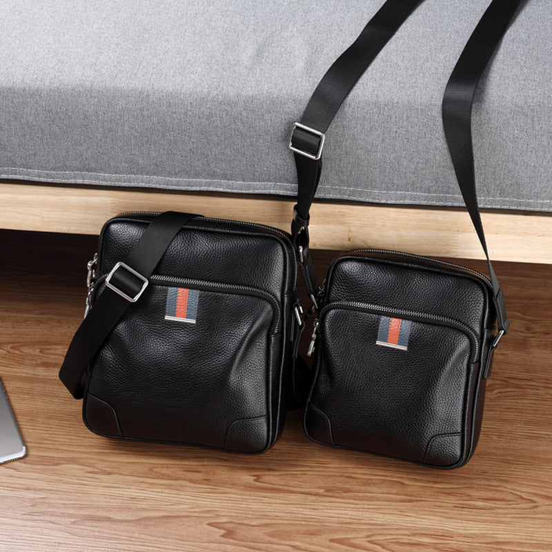 Men's Leather Vertical First Layer Cowhide Large Capacity Men's Shoulder Bags