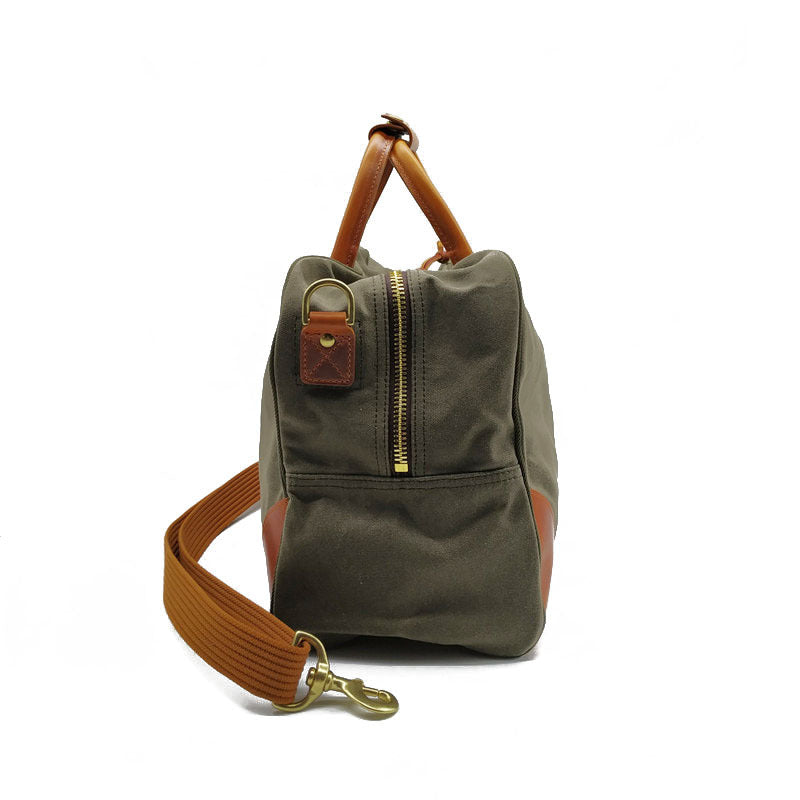Men's Leather American Vintage Canvas Oil Wax Travel Bags