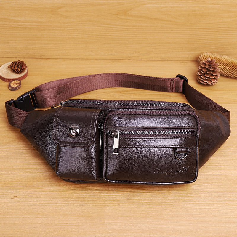 Men's Genuine Leather Trendy Closed Toe Layer Men's Waist Packs