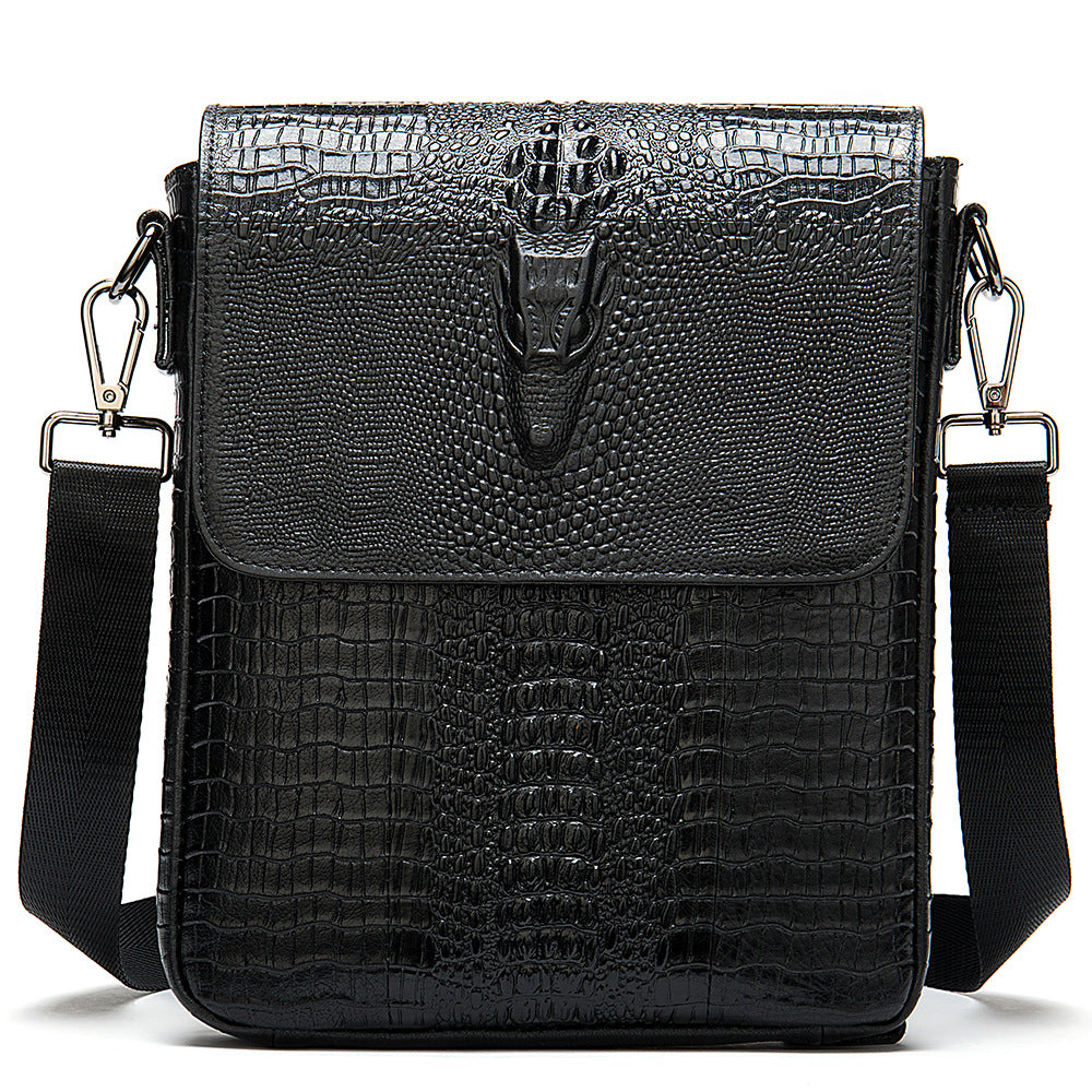 Men's First Layer Cowhide Vintage Cover Crocodile Pattern Men's Messenger Bags