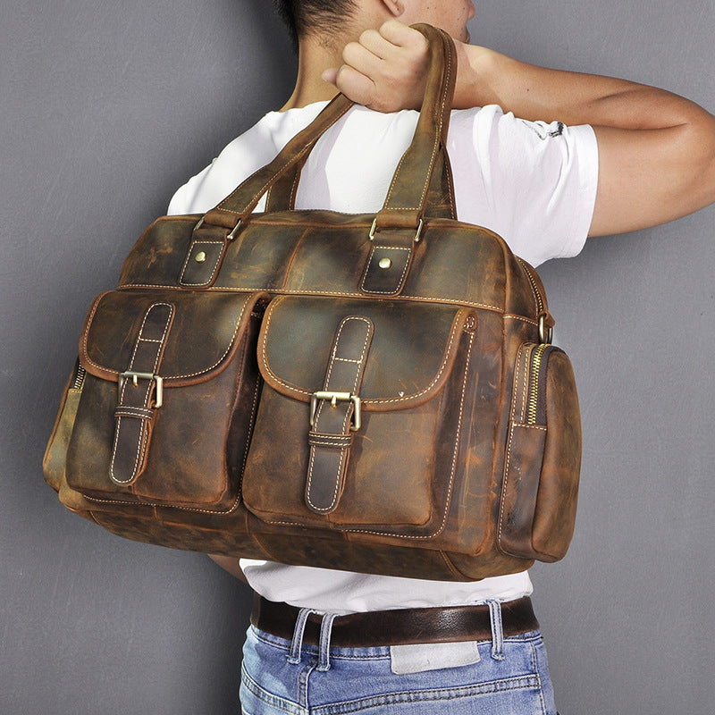 Men's Layer Crazy Horse Skin Cowhide Retro Travel Bags