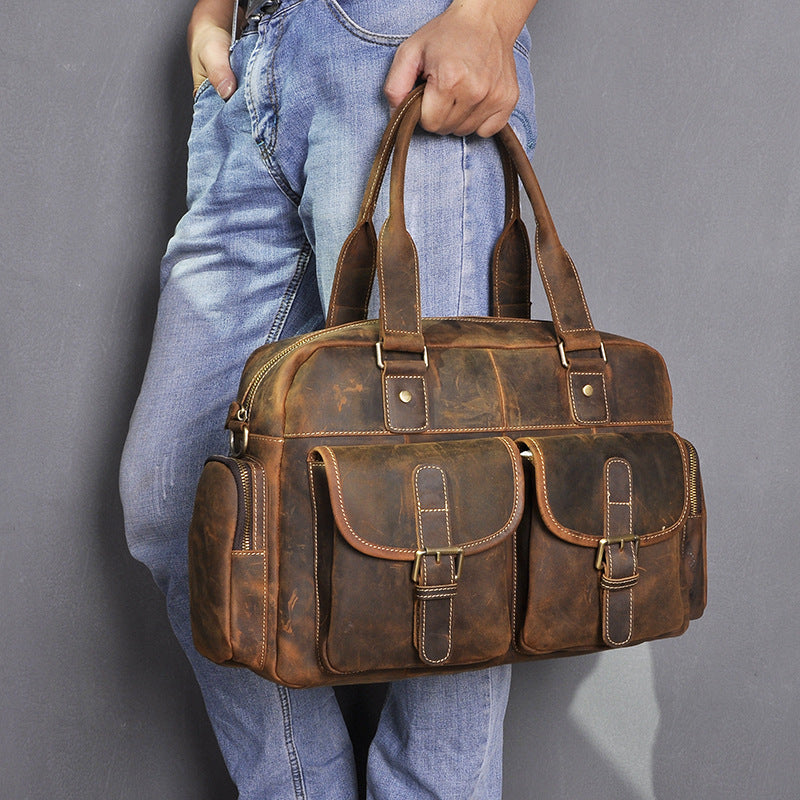 Men's Layer Crazy Horse Skin Cowhide Retro Travel Bags