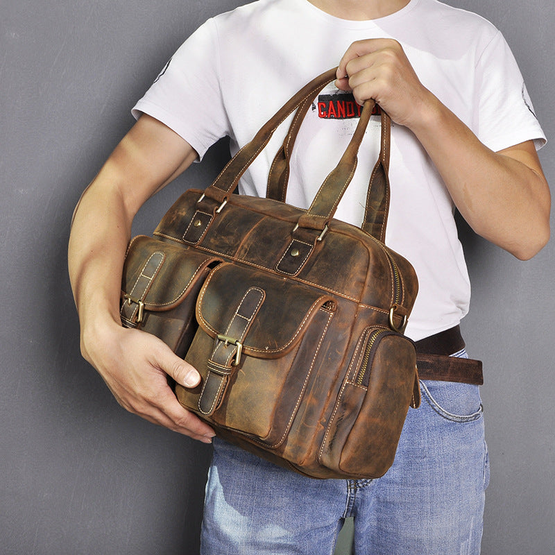 Men's Layer Crazy Horse Skin Cowhide Retro Travel Bags