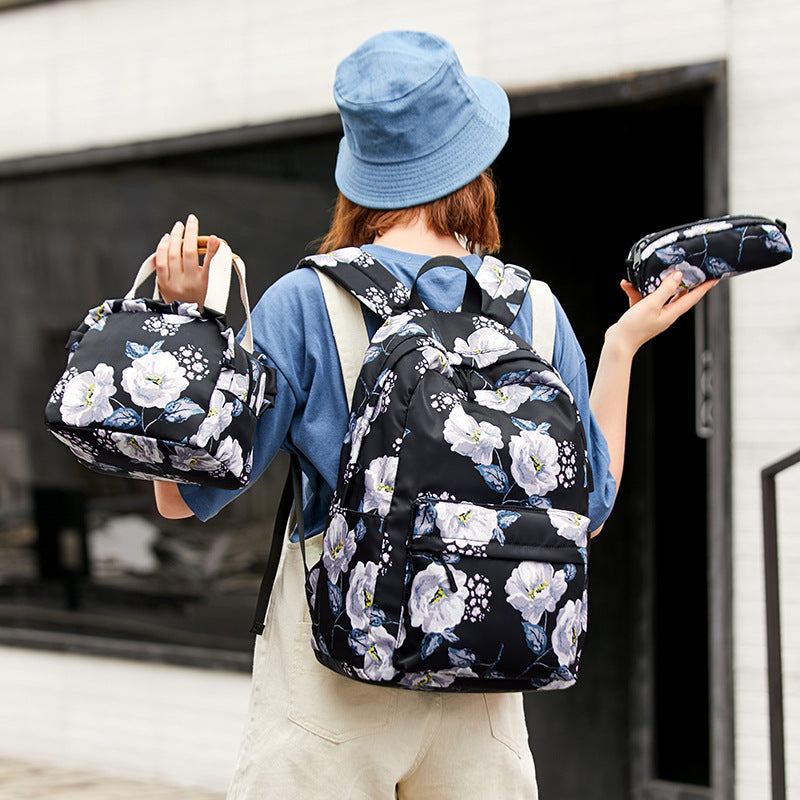 Women's High Large Capacity Fashion Flower Oxford Backpacks