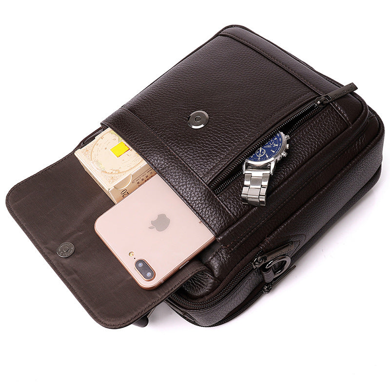 Men's Leather Vertical Business First Layer Cowhide Men's Shoulder Bags
