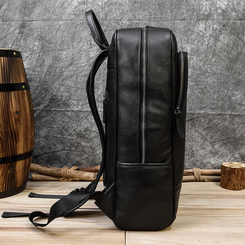Men's Genuine Leather First Layer Cowhide Lychee Backpacks