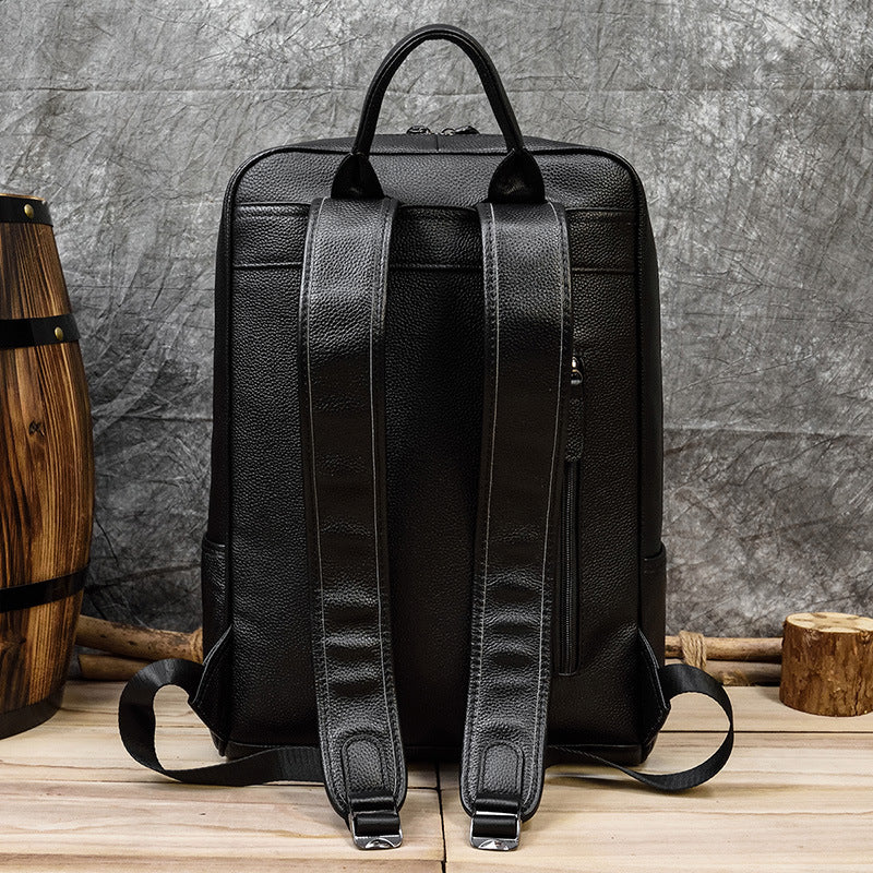 Men's Genuine Leather First Layer Cowhide Lychee Backpacks