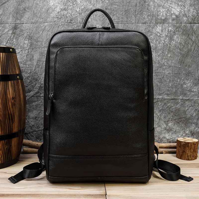 Men's Genuine Leather First Layer Cowhide Lychee Backpacks
