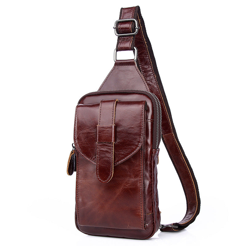 Men's Genuine Leather Retro Slanted Mini Cell Men's Chest Bags
