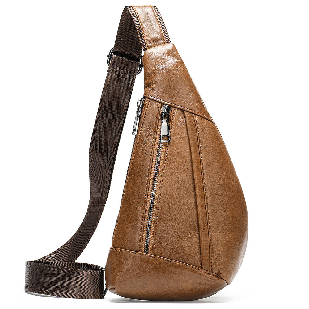 Men's Genuine Leather Fashion Cross Body Saddle-shaped Men's Chest Bags