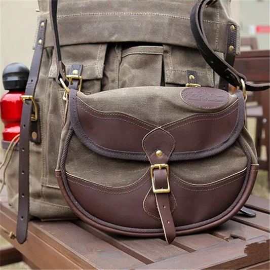 Women's & Men's & American Vintage Oil Wax Waterproof Canvas Shell Men's Shoulder Bags