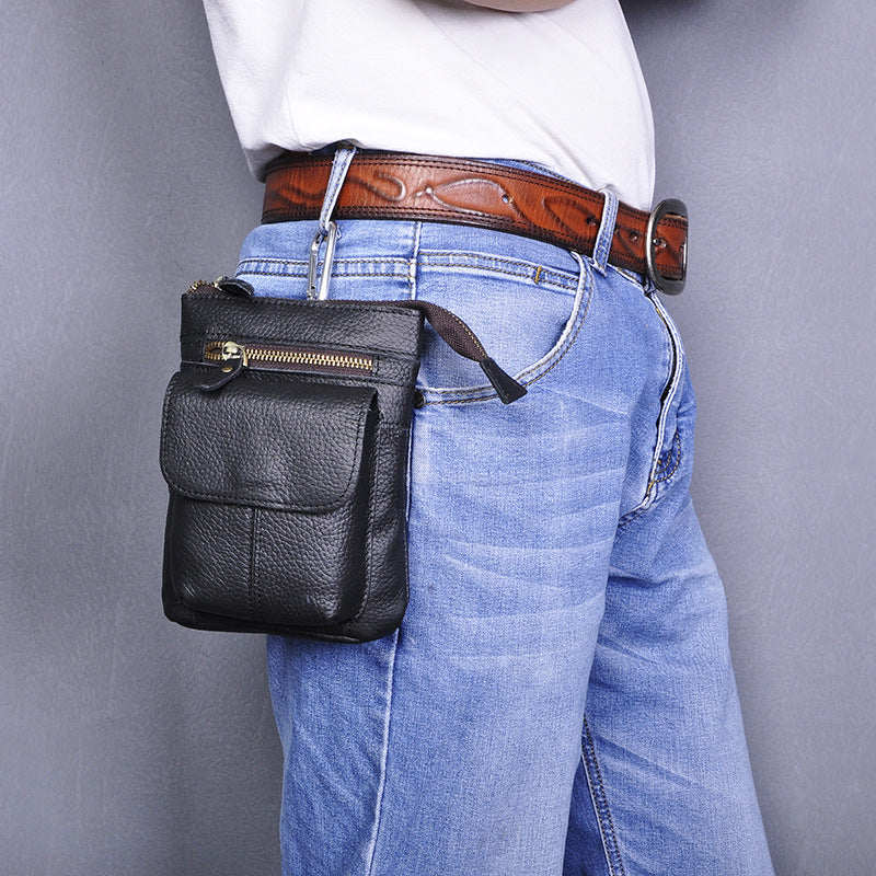 Men's Crazy Horse Skin Cowhide Retro Mobile Men's Chest Bags