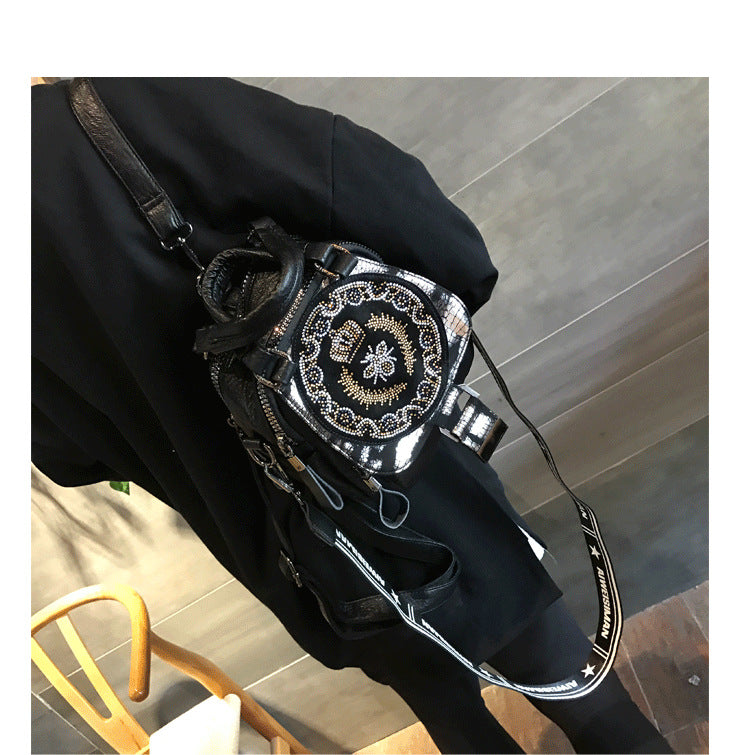 Women's Trendy Fashion Rhinestone Versatile Contrast Color Bags
