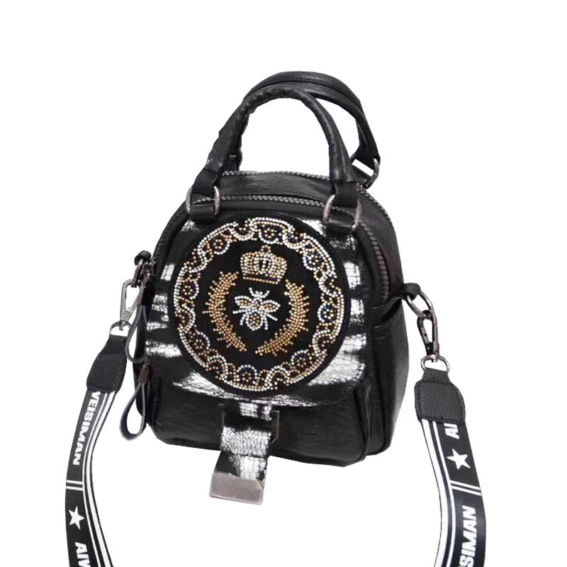 Women's Trendy Fashion Rhinestone Versatile Contrast Color Bags