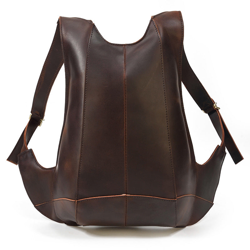 Men's Leather Crazy Waistcoat Personality Simple Backpacks