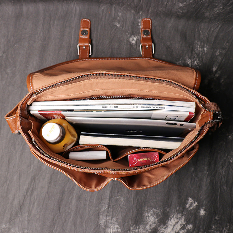 Women's & Men's & Leather Large Capacity File Men's Shoulder Bags